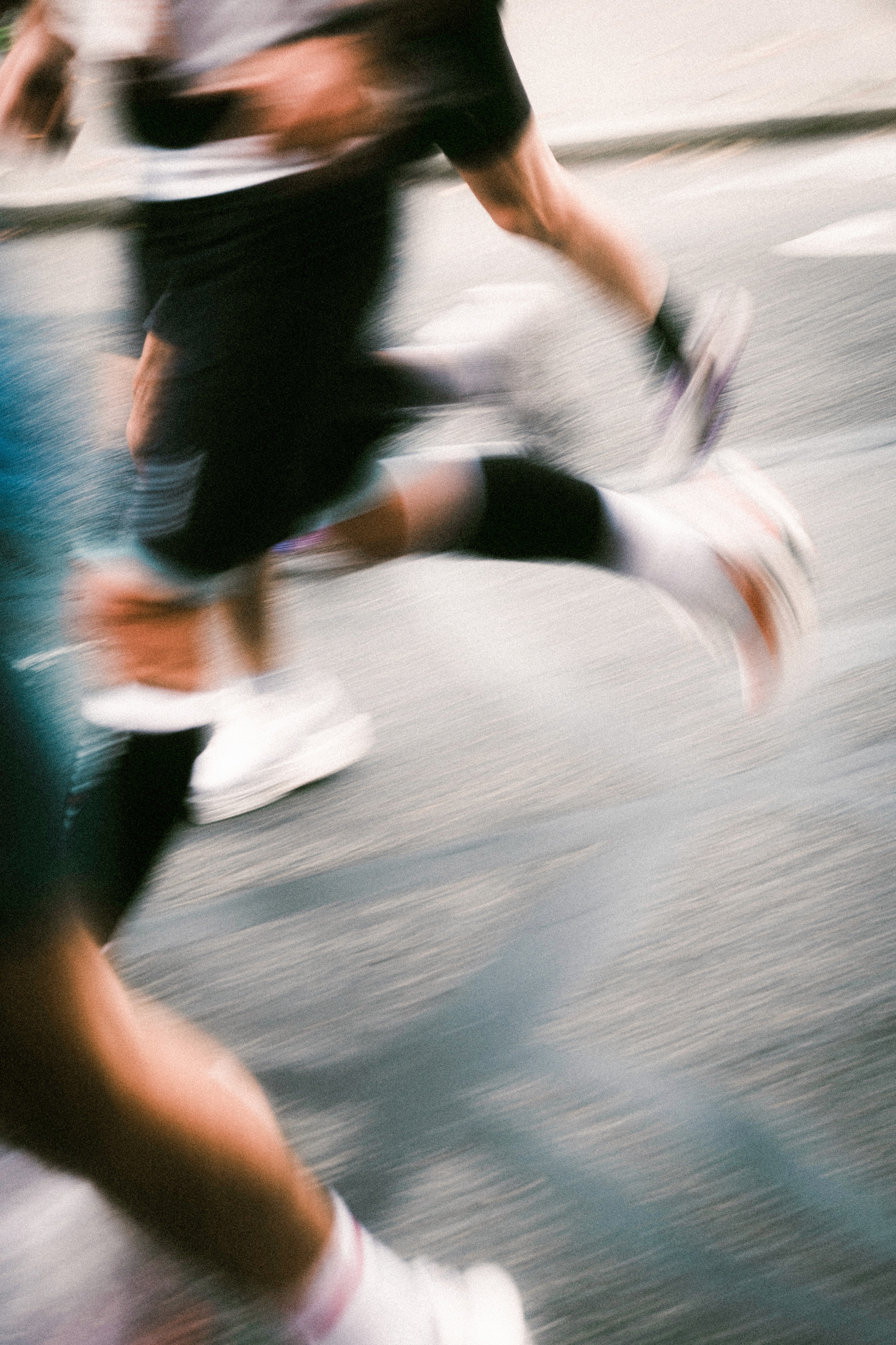 Cinematic portrait with blue motion blur