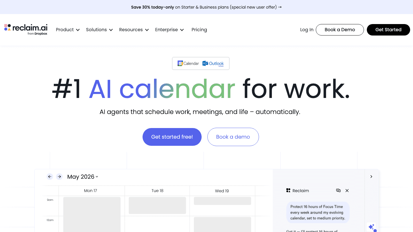 Reclaim.ai app interface