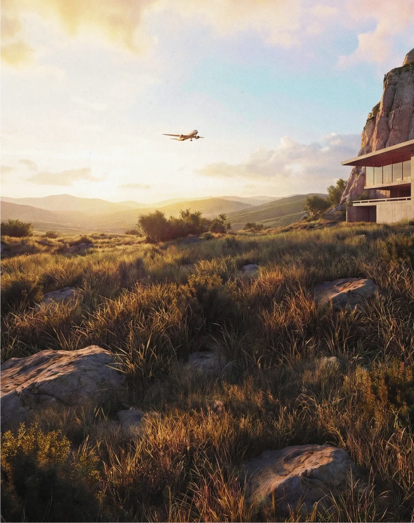 land with sky at sunset