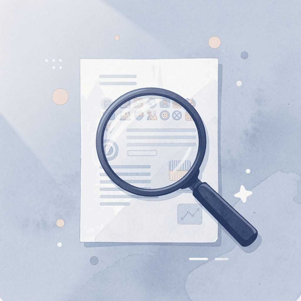 Magnifying glass examining text to represent readability testing at social distances