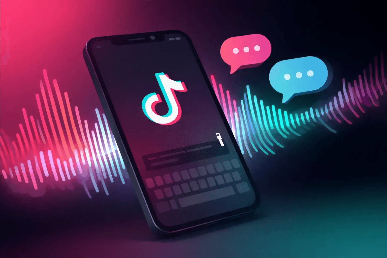 TikTok logo with audio chat bubbles - How to Do Text to Speech on TikTok