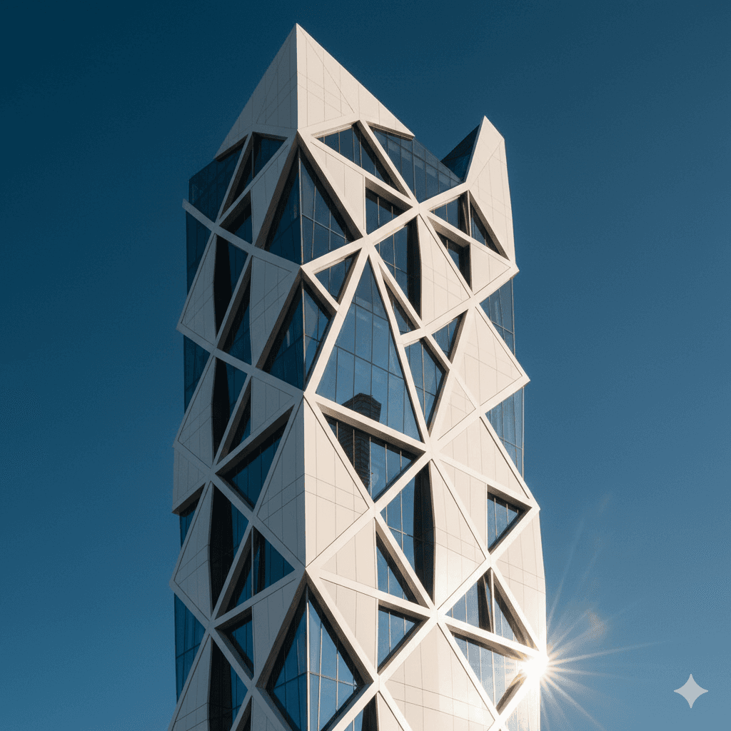 Modern architectural façade and diamond cut elevation of M3M J&C residential towers