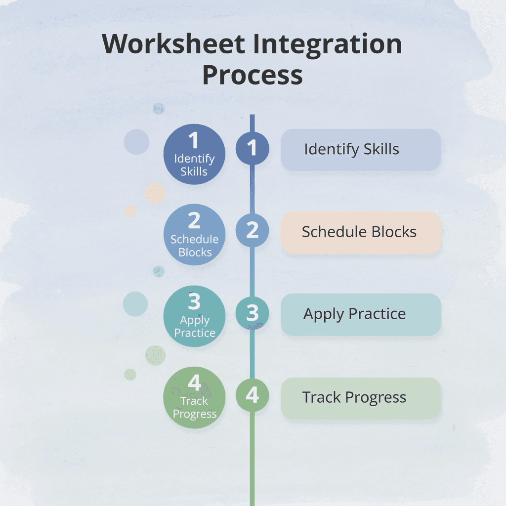 Four-step process for integrating worksheets into homeschool schedule