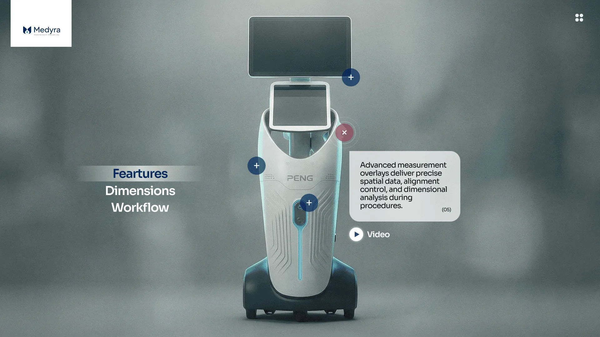 Medyra ProScan robotic medical assistant digital twin with interactive hotspot interface