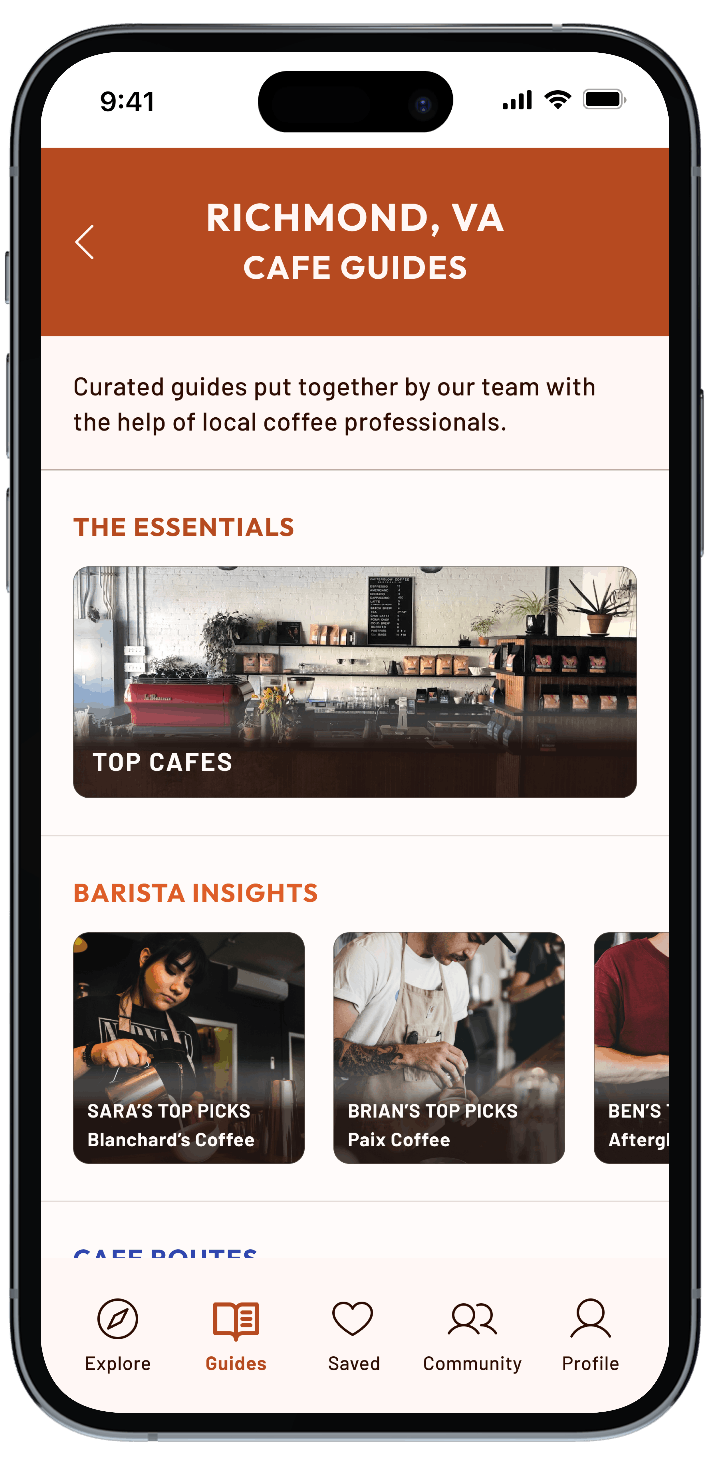 iPhone mockup featuring Dabbio's local guides