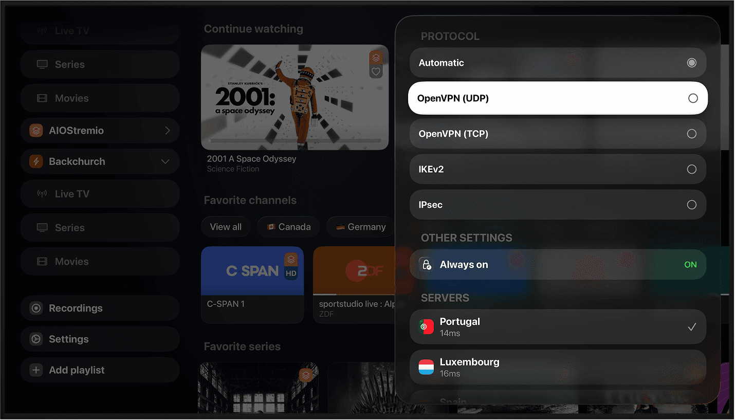 VPN shown on Apple TV