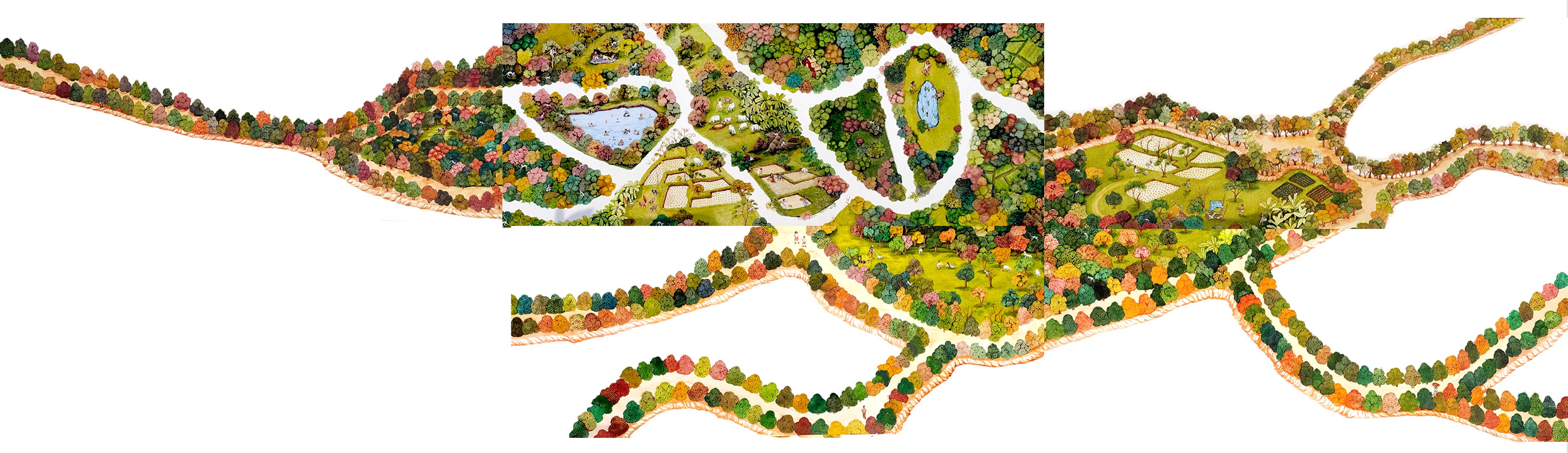 herd of sheep on road painting