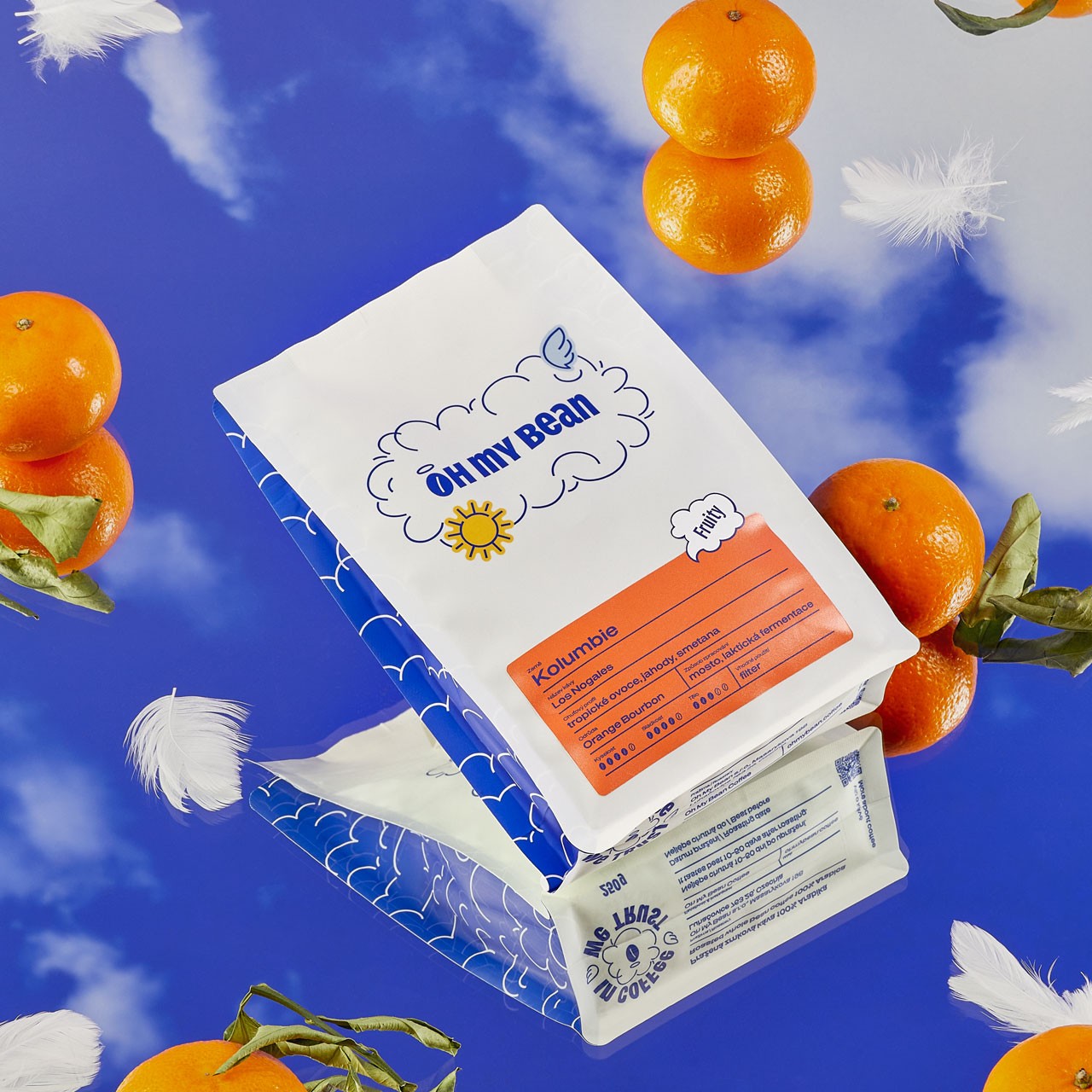 Oh My Bean Colombia filter coffee packaging with fruity flavour profile, designed by SLOWRAT