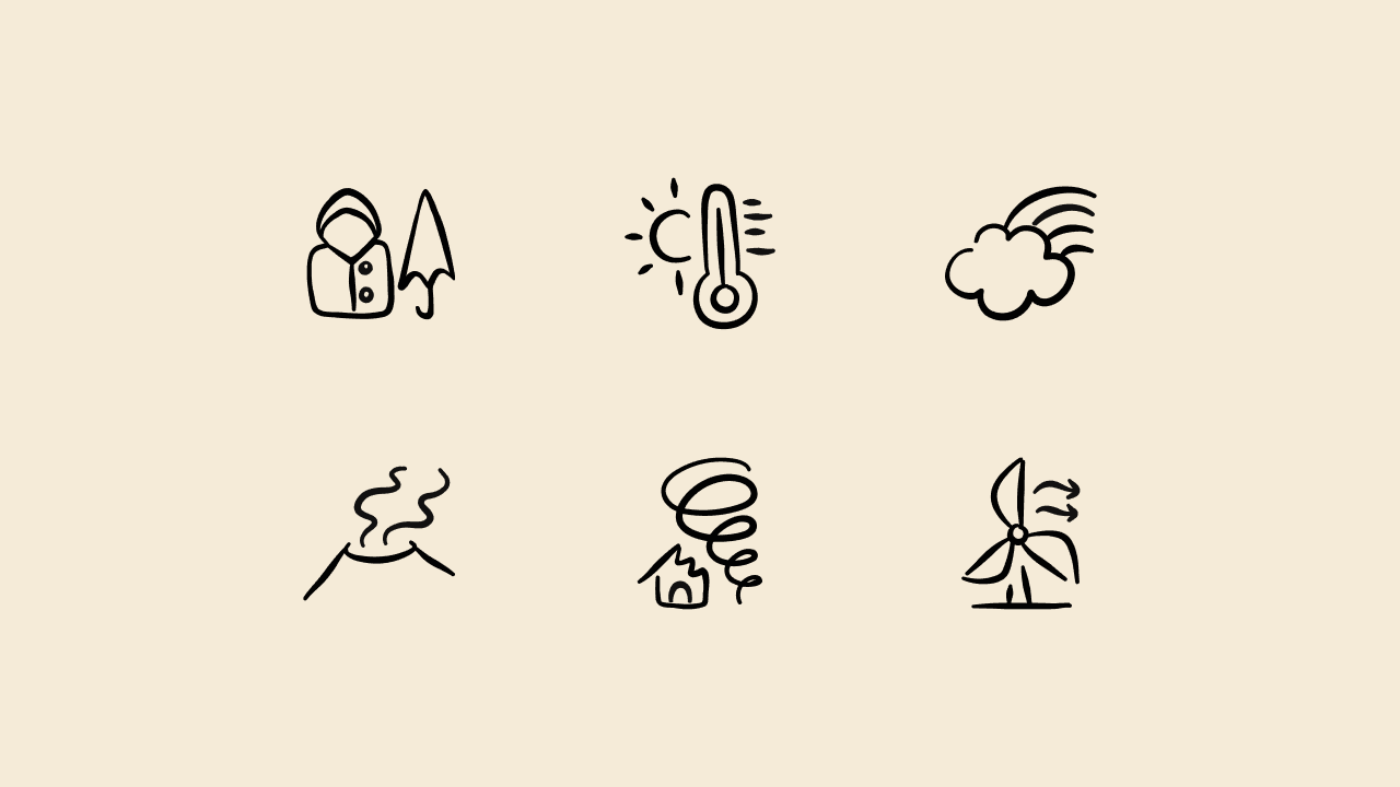 Freehand Line Weather Icon Set