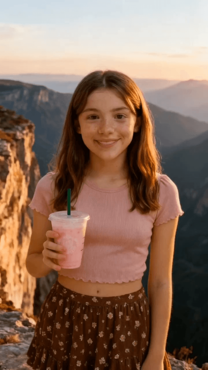 Girl  Pink Smoothie  Samoyed - Creative story AI video template for TikTok and Instagram Reels