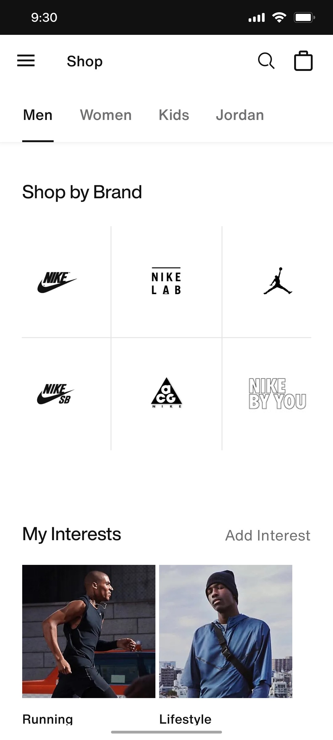 Nike App  Men Screen