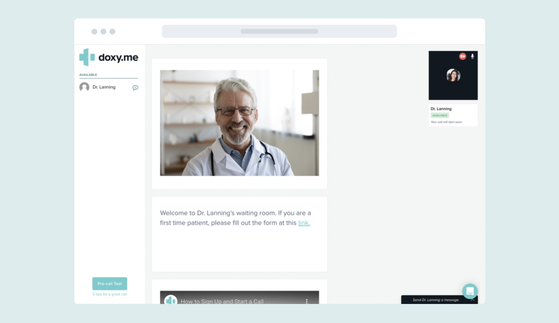 a screenshot of the doxy.me patient waiting room