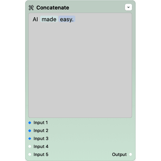 Screenshot of the concatenate node.