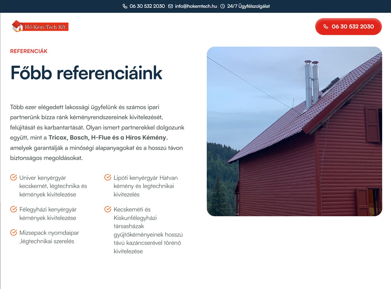 főbb referenciák szekció - weboldal készítés Eger