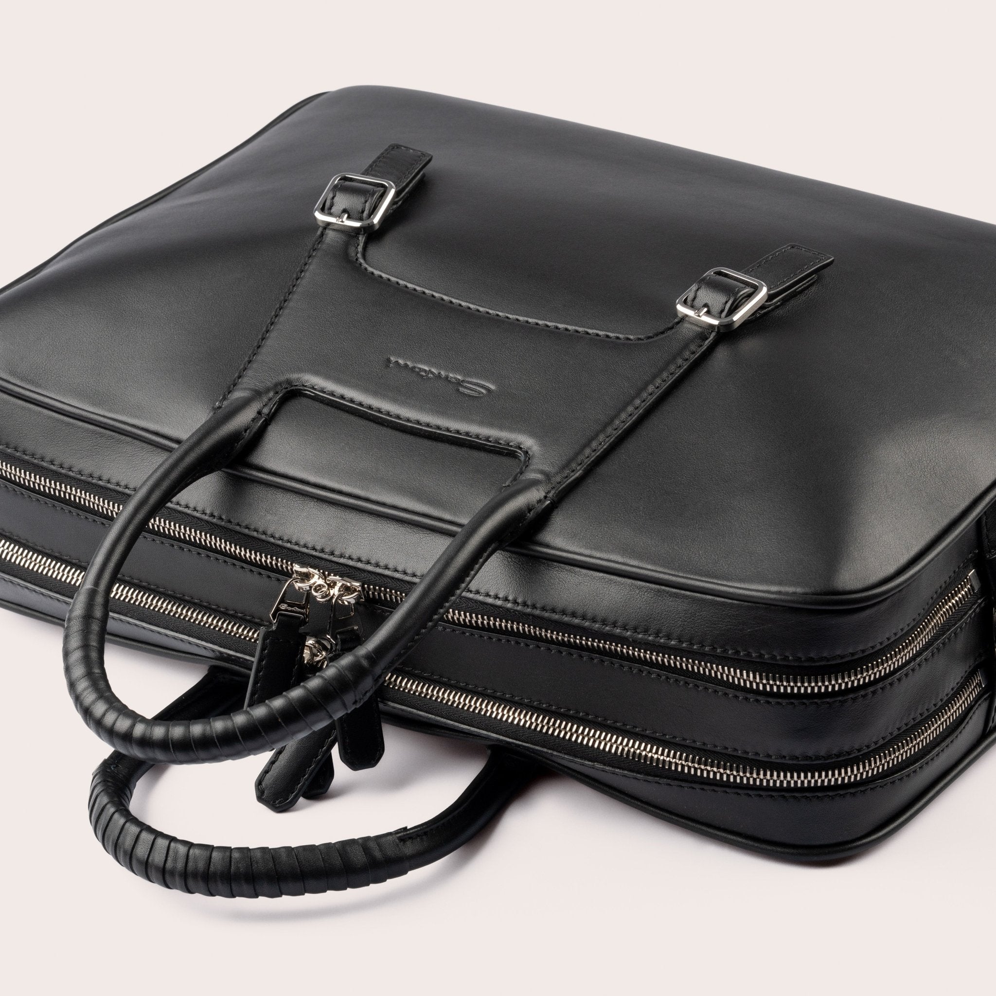 Black embossed leather briefcase - Mandelli UK