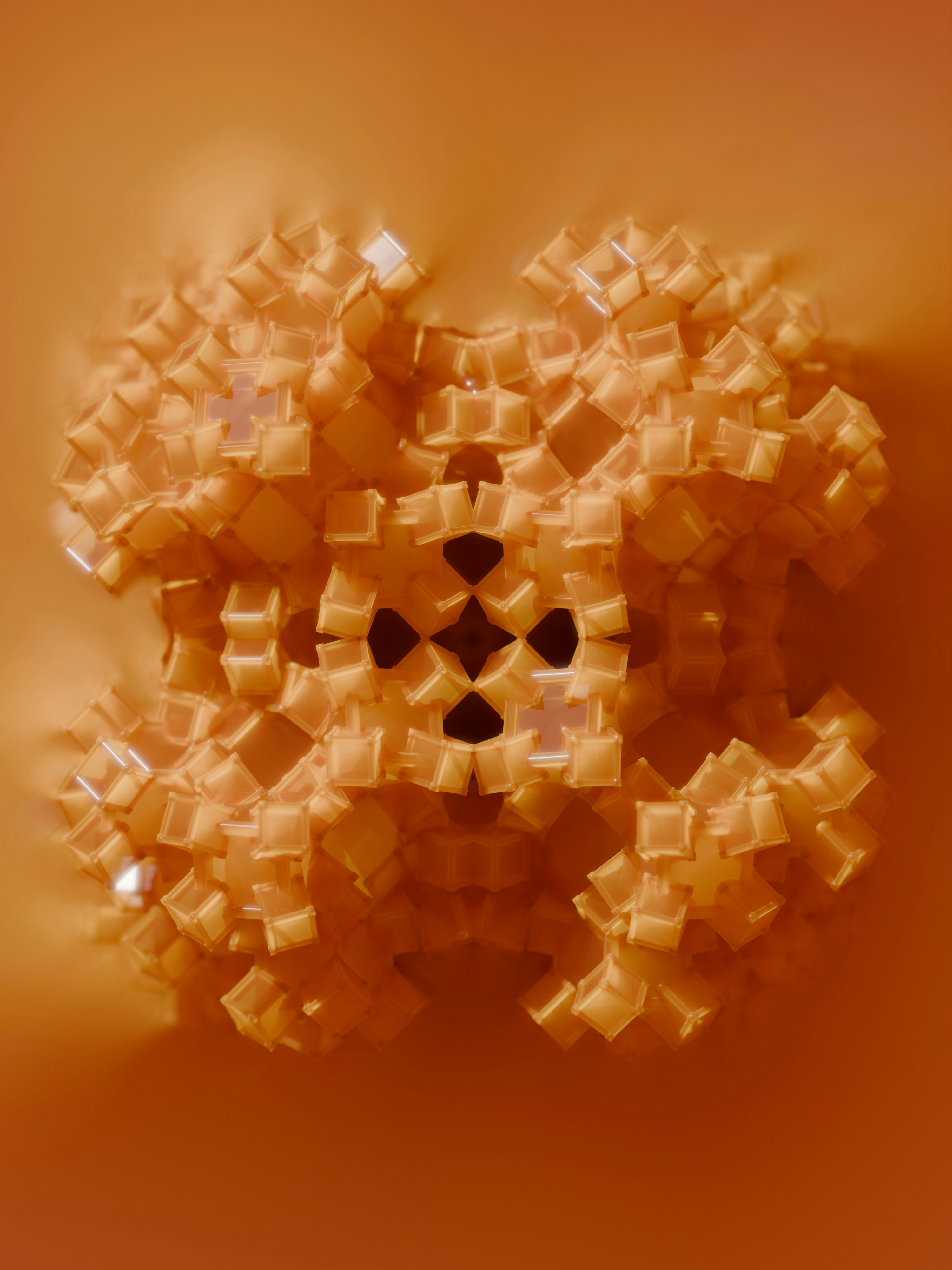 A complex geometric shape is centered in view.