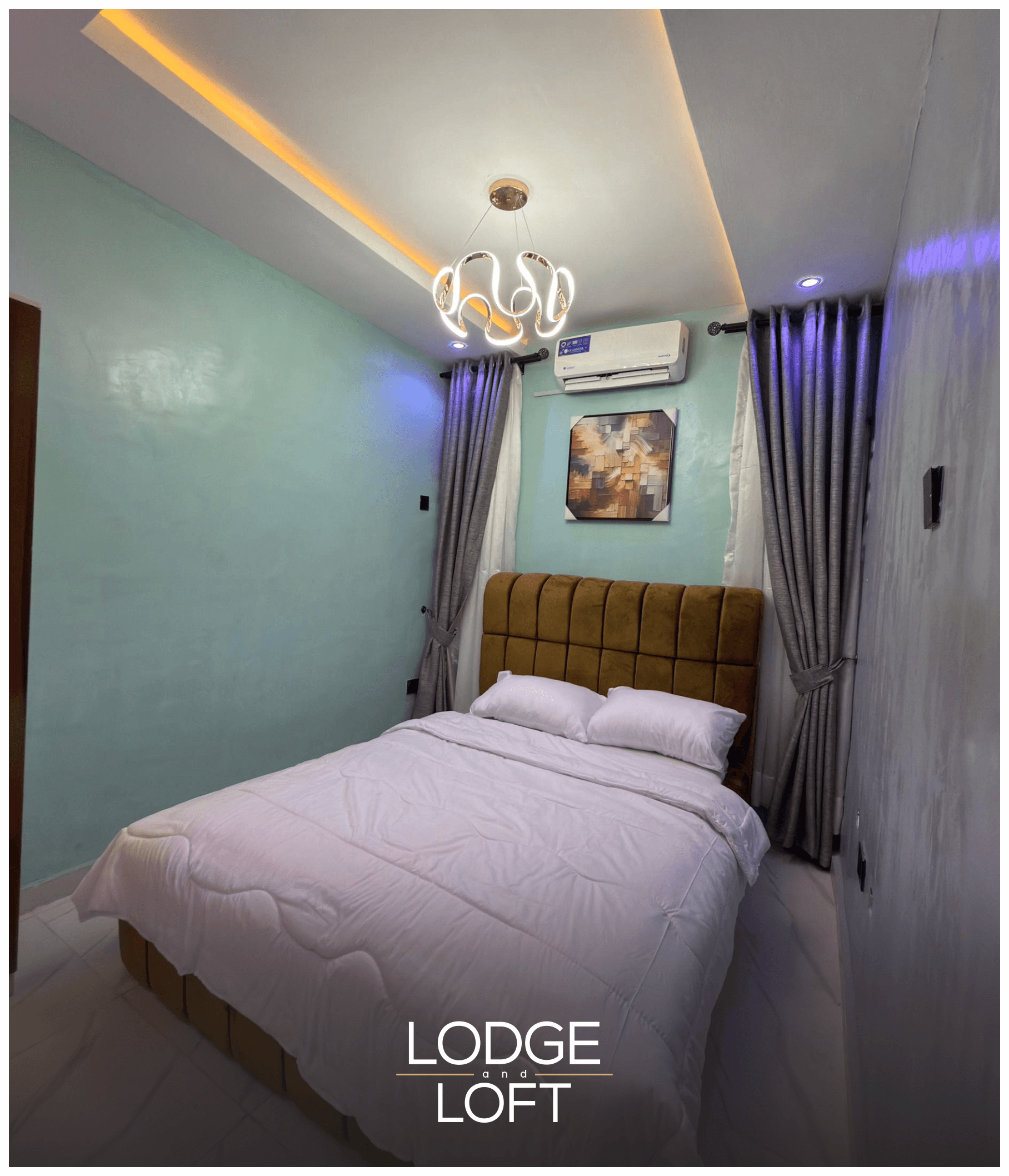 Comfortable bedroom at Luxeloft Isimi Apartment, one-bedroom serviced apartment in Gbagada, Lagos