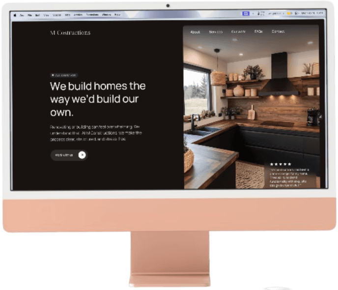 A mac mockup showing the website for architecture and design