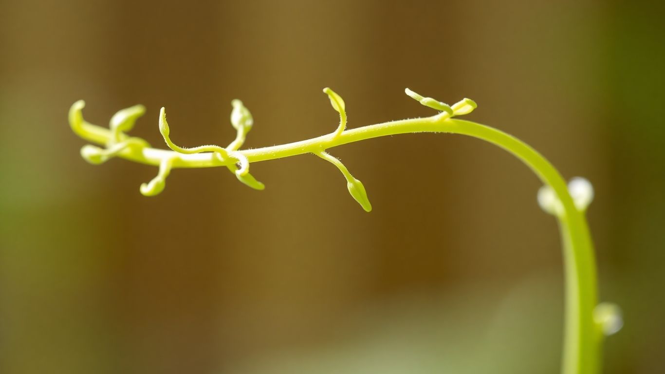 Plant stem bending towards light, showing growth.