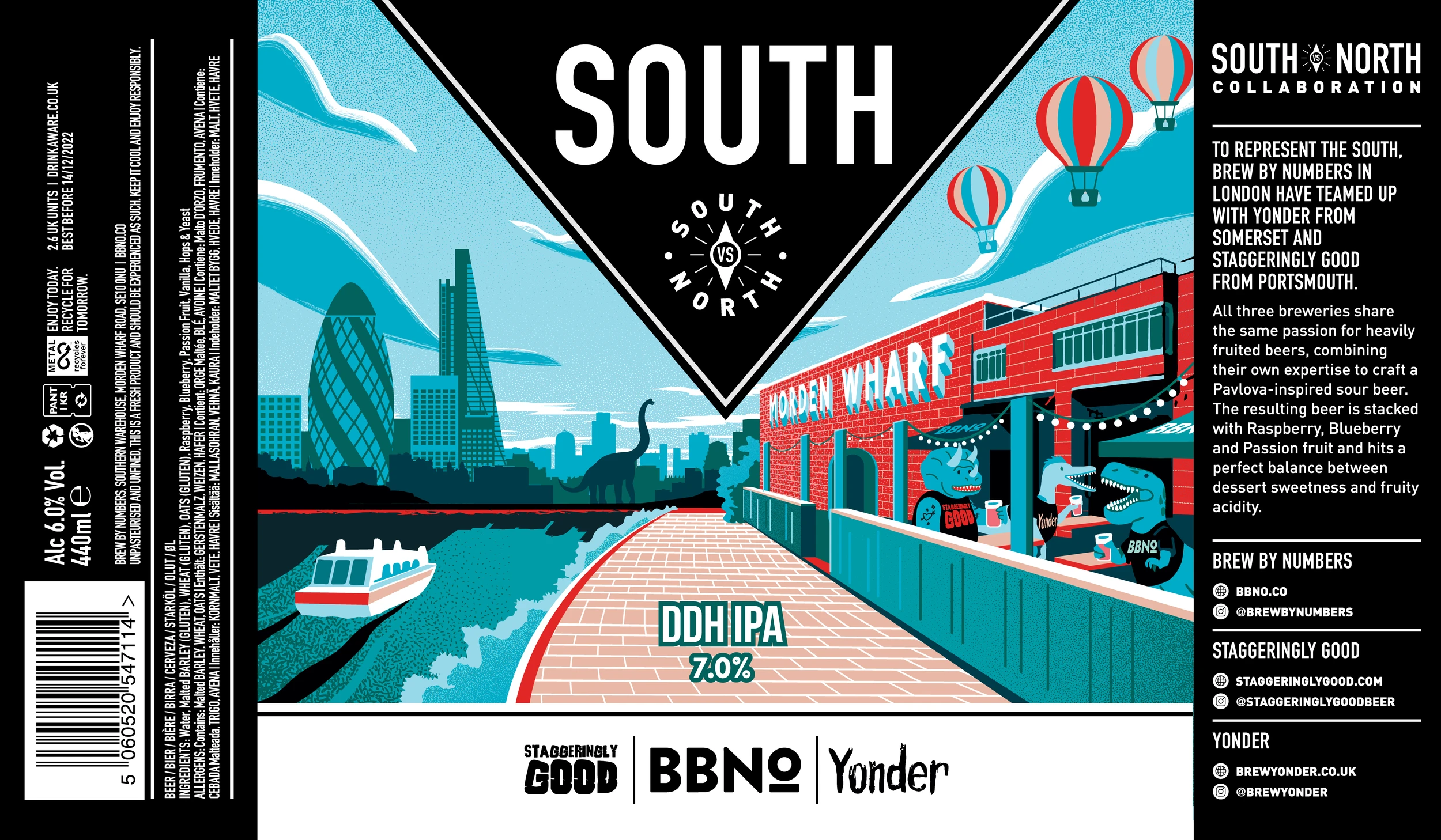 illustrated can package, showing the city of london and the thames