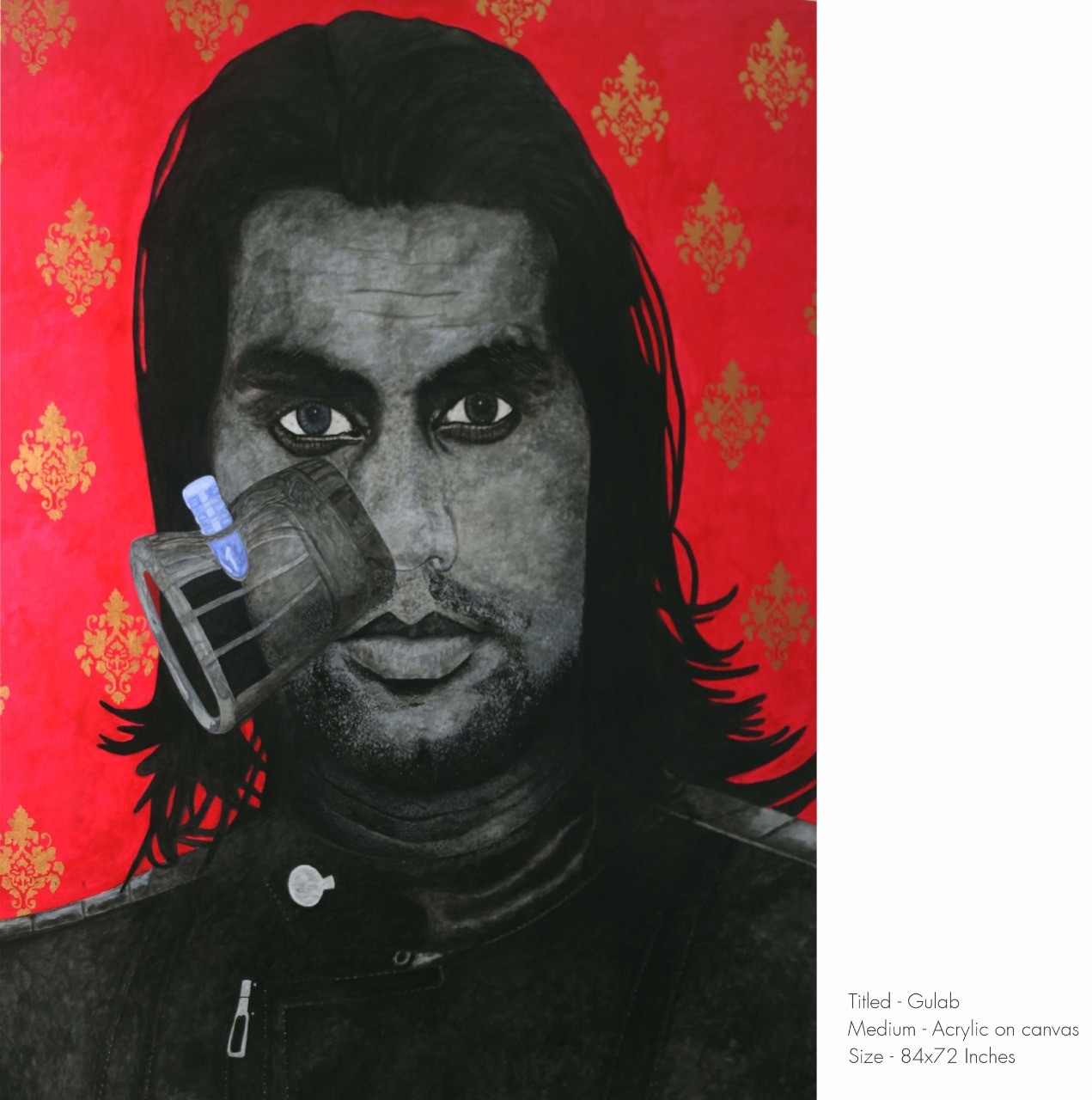 herd of sheep on road painting