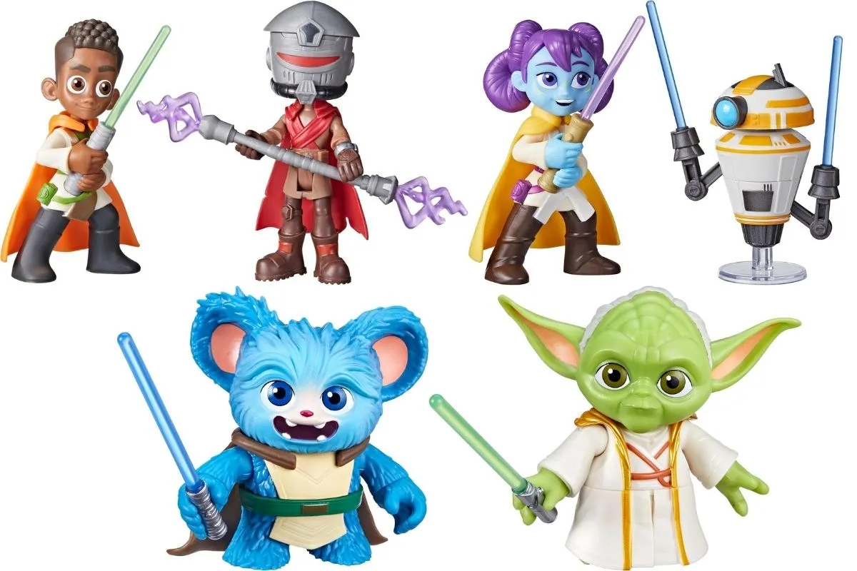 An assortment of figures from the 'Young Jedi Adventures' line. 