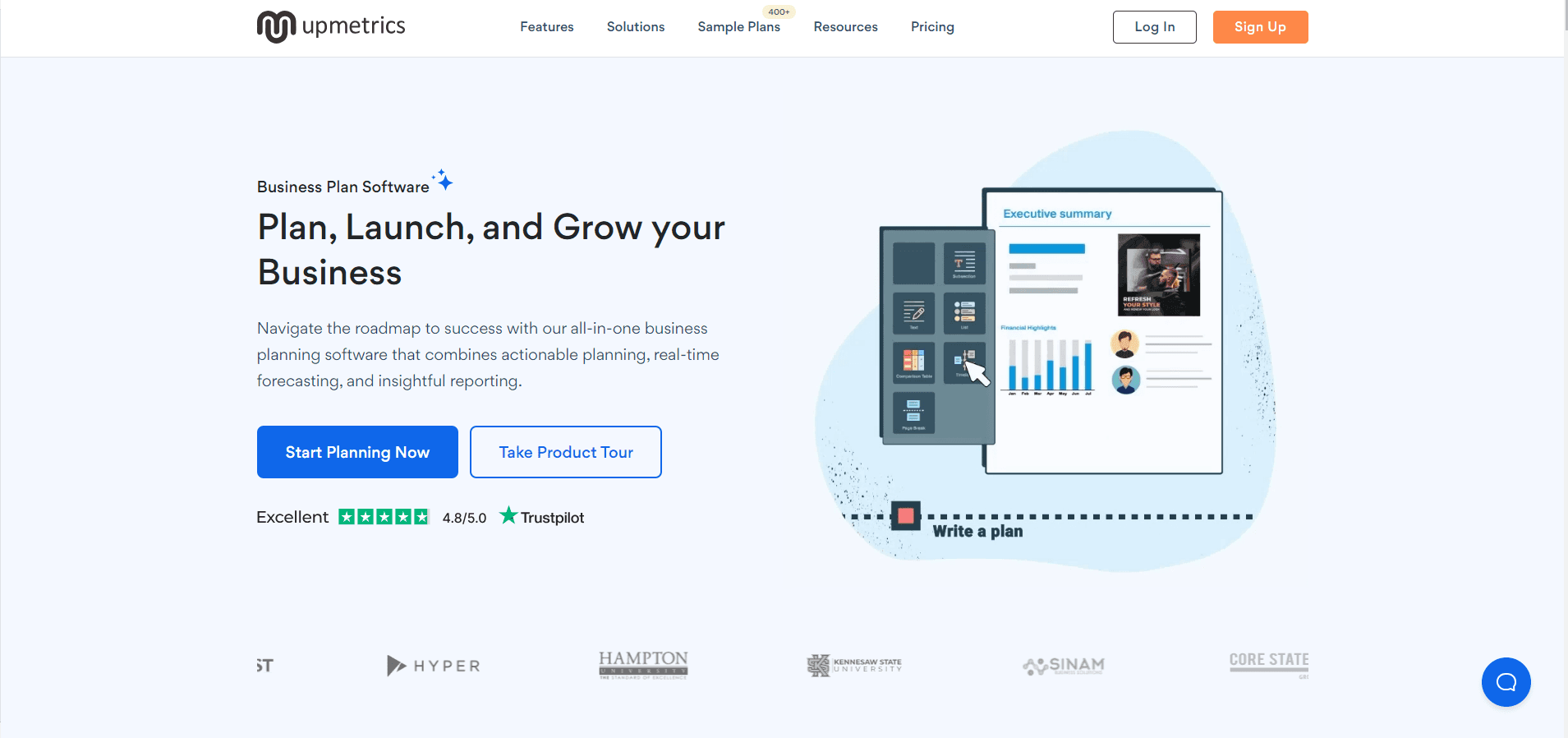 Upmetrics Home Page