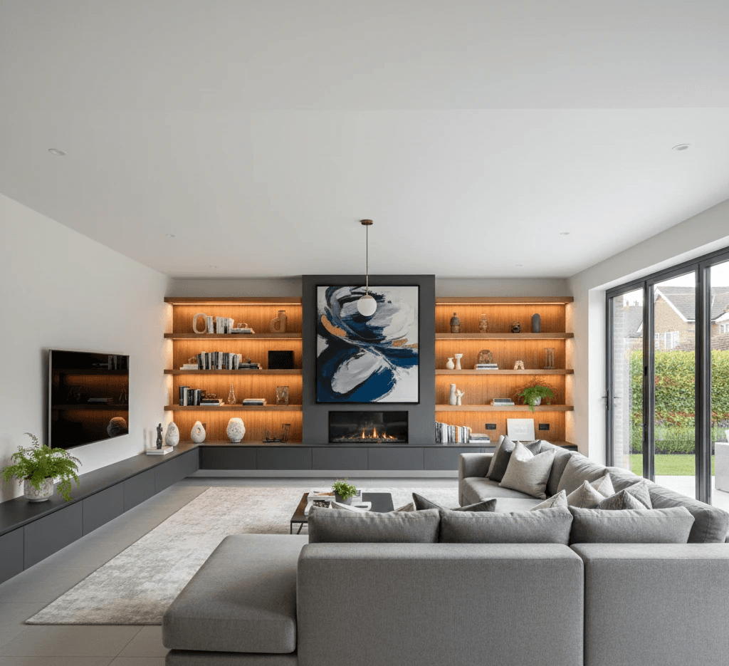 Wimbledon house renovation , living room view