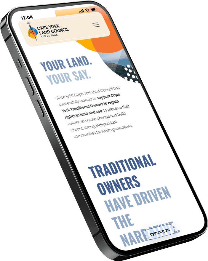 Cairns web design mobile website mockup for local business with blue and orange branding.