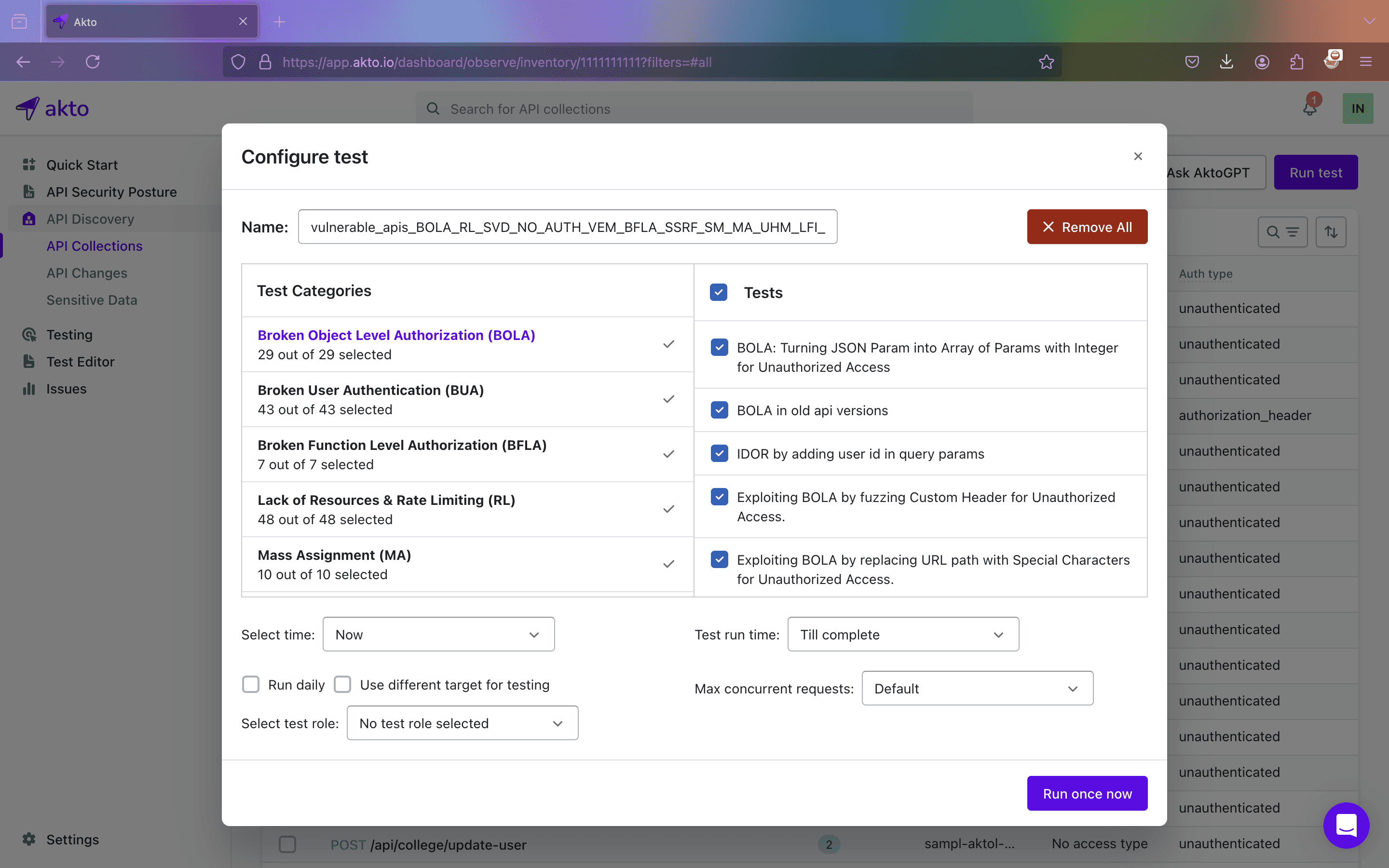 Configure test