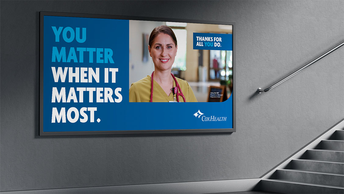 WTADS client Cox Health campaign interior ad board.