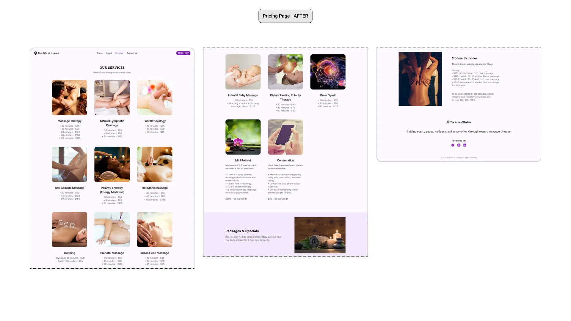pricing page after