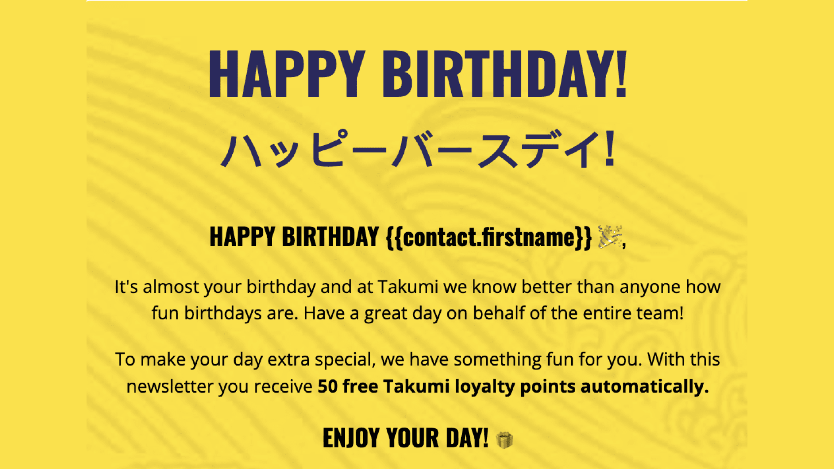 Takumi ramen birthhday email image