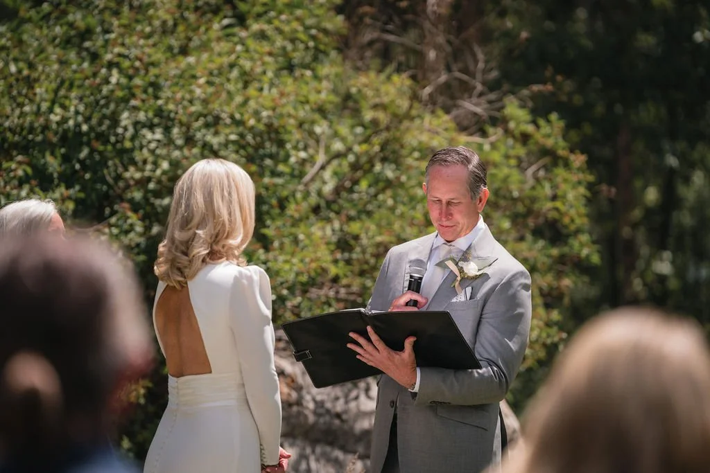 Officiant leading ceremony during Bosq Aspen wedding