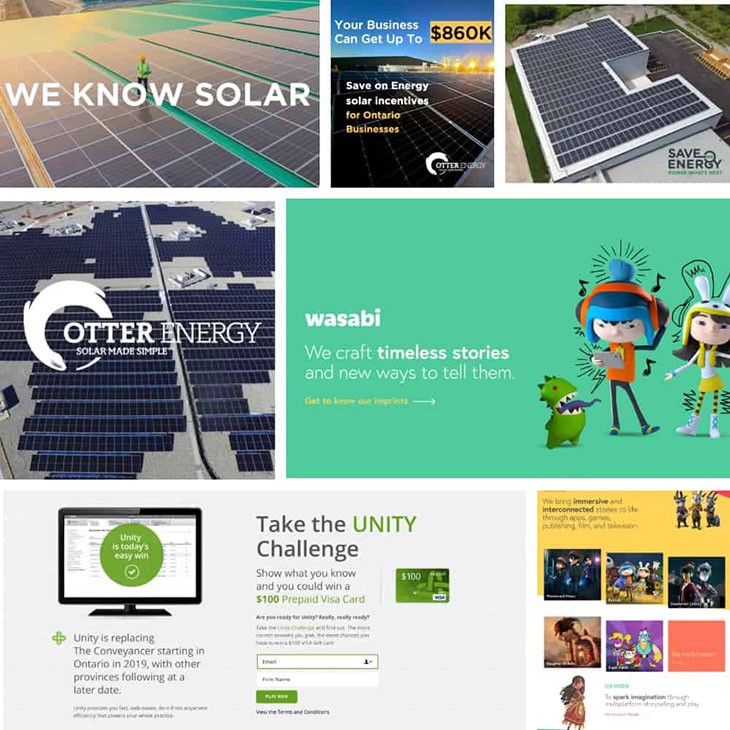 Collage of sequenceDM digital marketing, advertisingbr and brand design work.