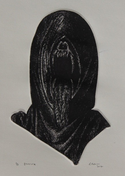 herd of sheep on road painting