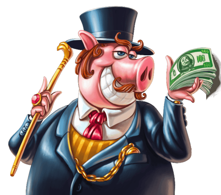 Piggy Riches — symbole Wild Gentleman Pig en costume