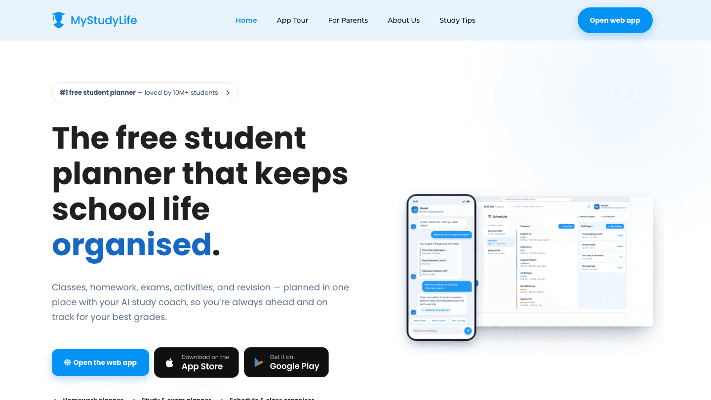 MyStudyLife student planner website