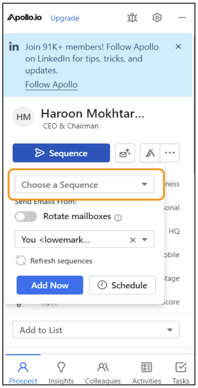 Image 23 -  Choosing a Sequence