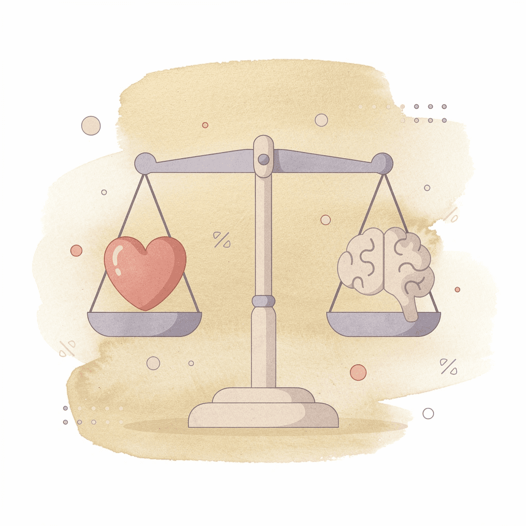 Balance scale icon comparing appropriate and inappropriate postpartum exercises