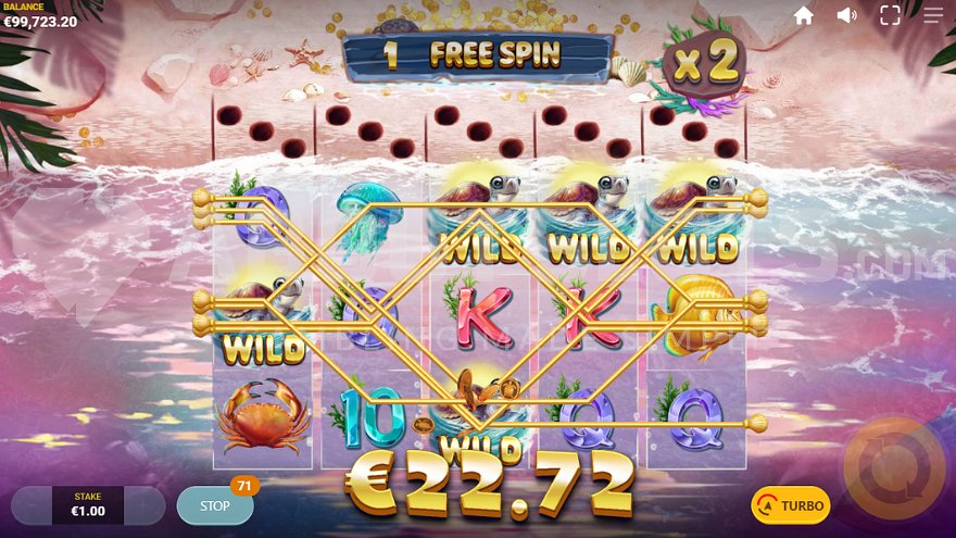 Turtle Paradise (Red Tiger) - exemple de Free Spins