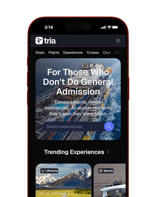 tria Travel portal on mobile device