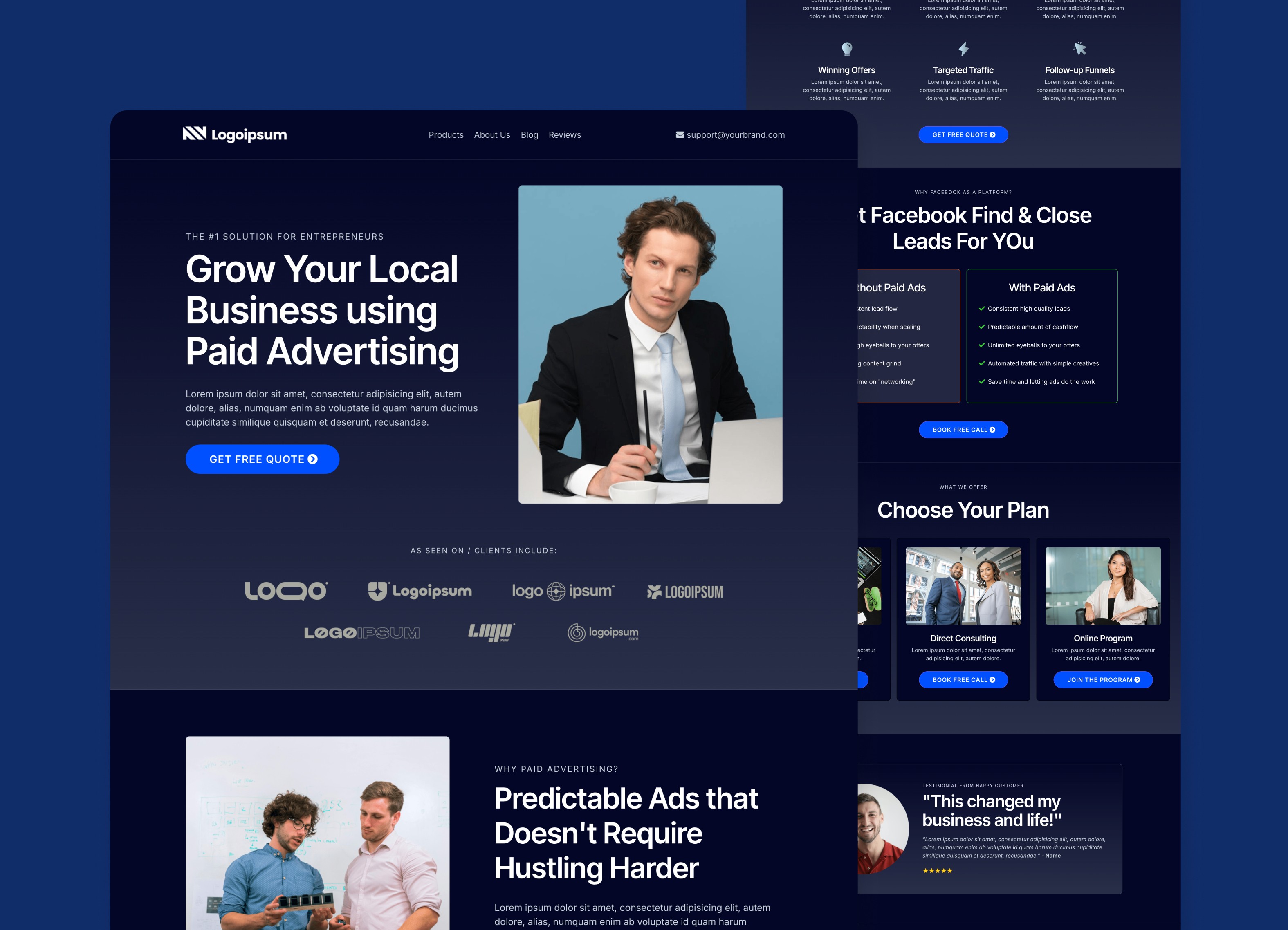 Visual mockup of the Momentum template