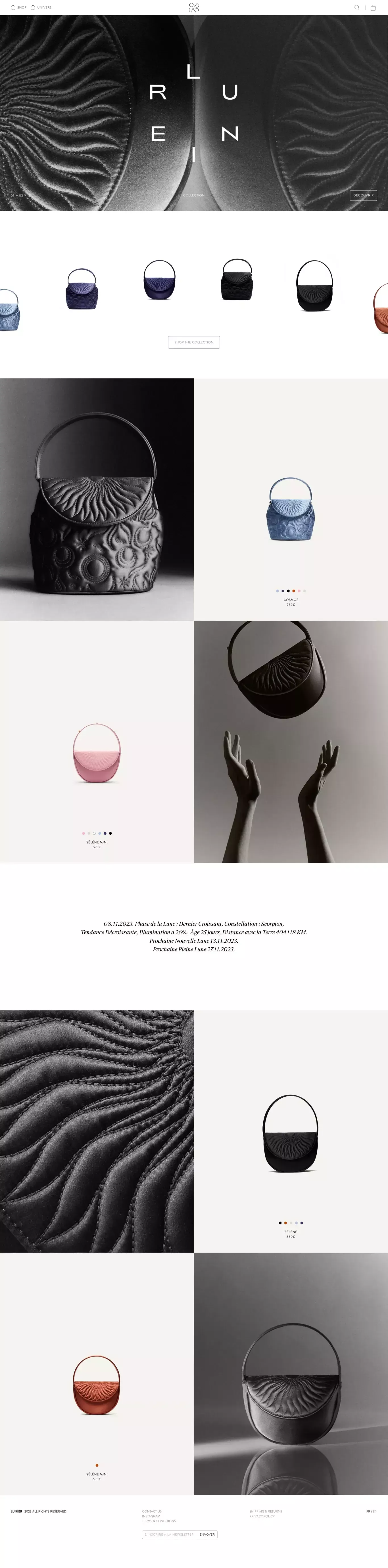 Lunier ecommerce page screenshot showcasing Fashion and Ecommerce design