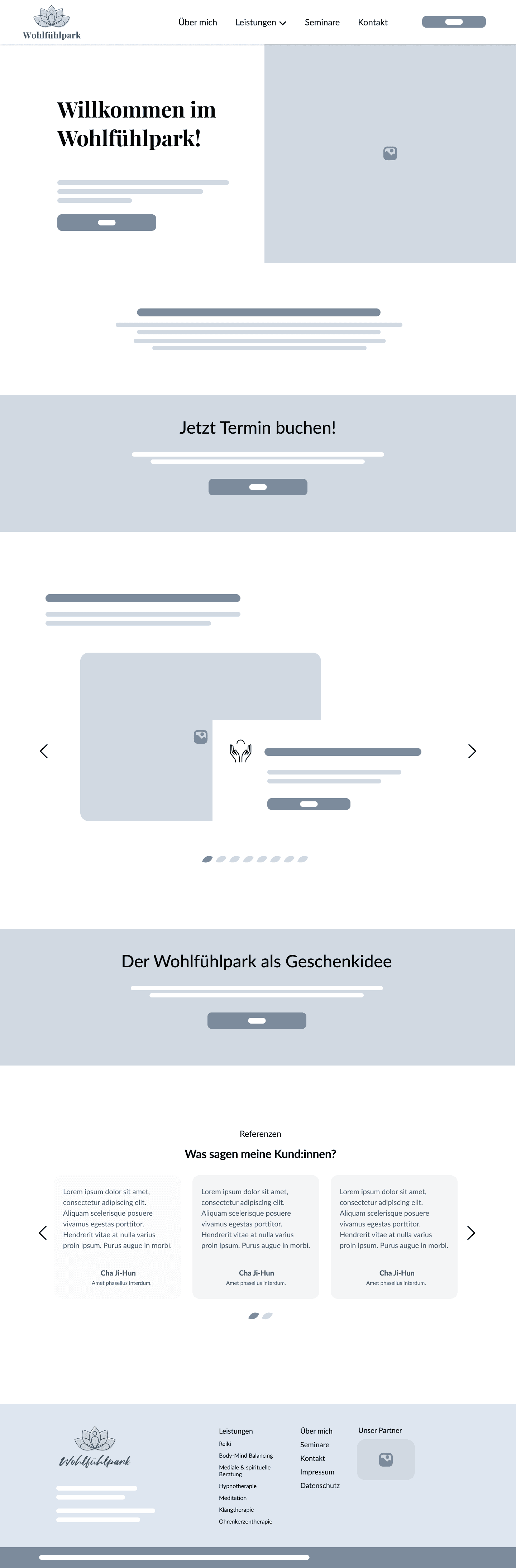 Wireframe von Desktop: Home