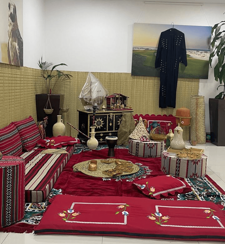 Sitting area in Abu Dhabi Desert camps with sunset view