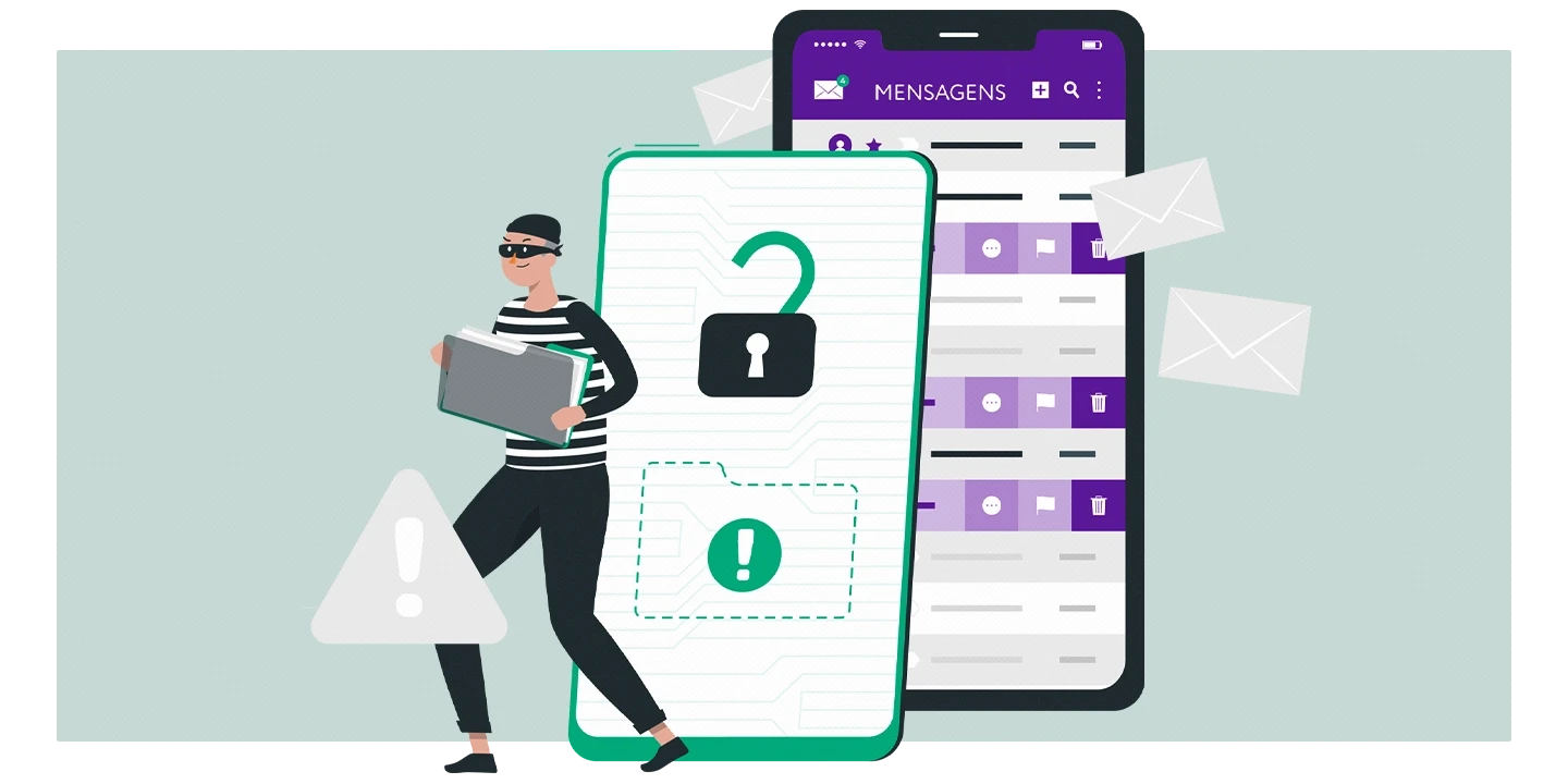 Pessoa invadindo as conversas de um WhatsApp corporativo e roubando arquivos confidenciais