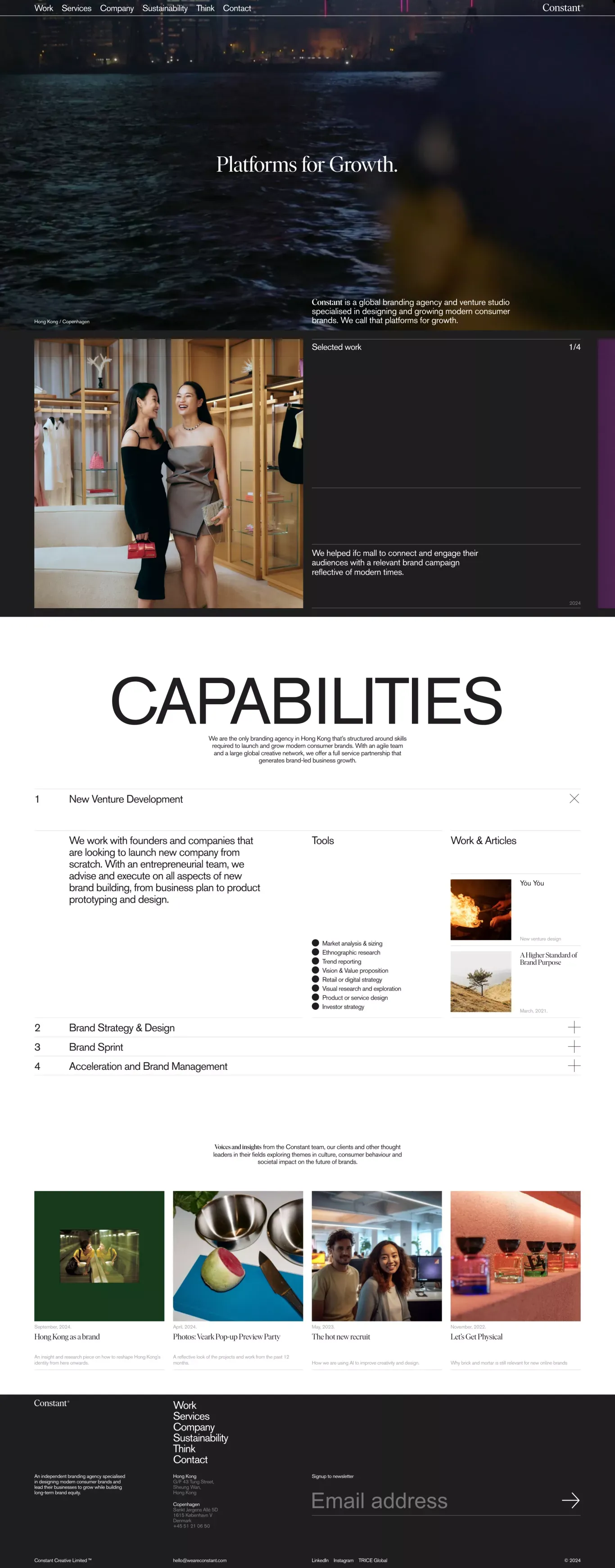 CONSTANT® - Hong Kong Based Global Brand portfolio page screenshot showcasing Design design