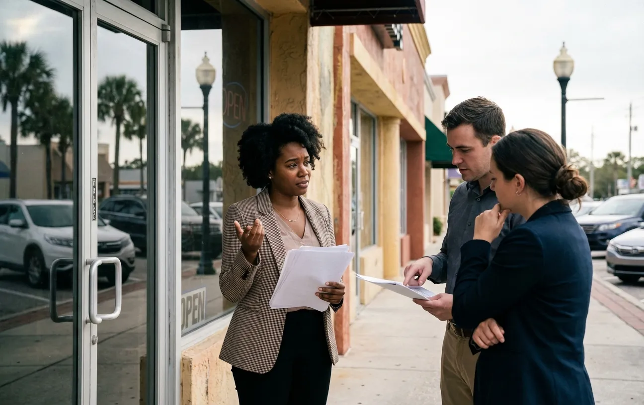 Outdoor meeting at RockN' Socials Digital Marketing Agency.