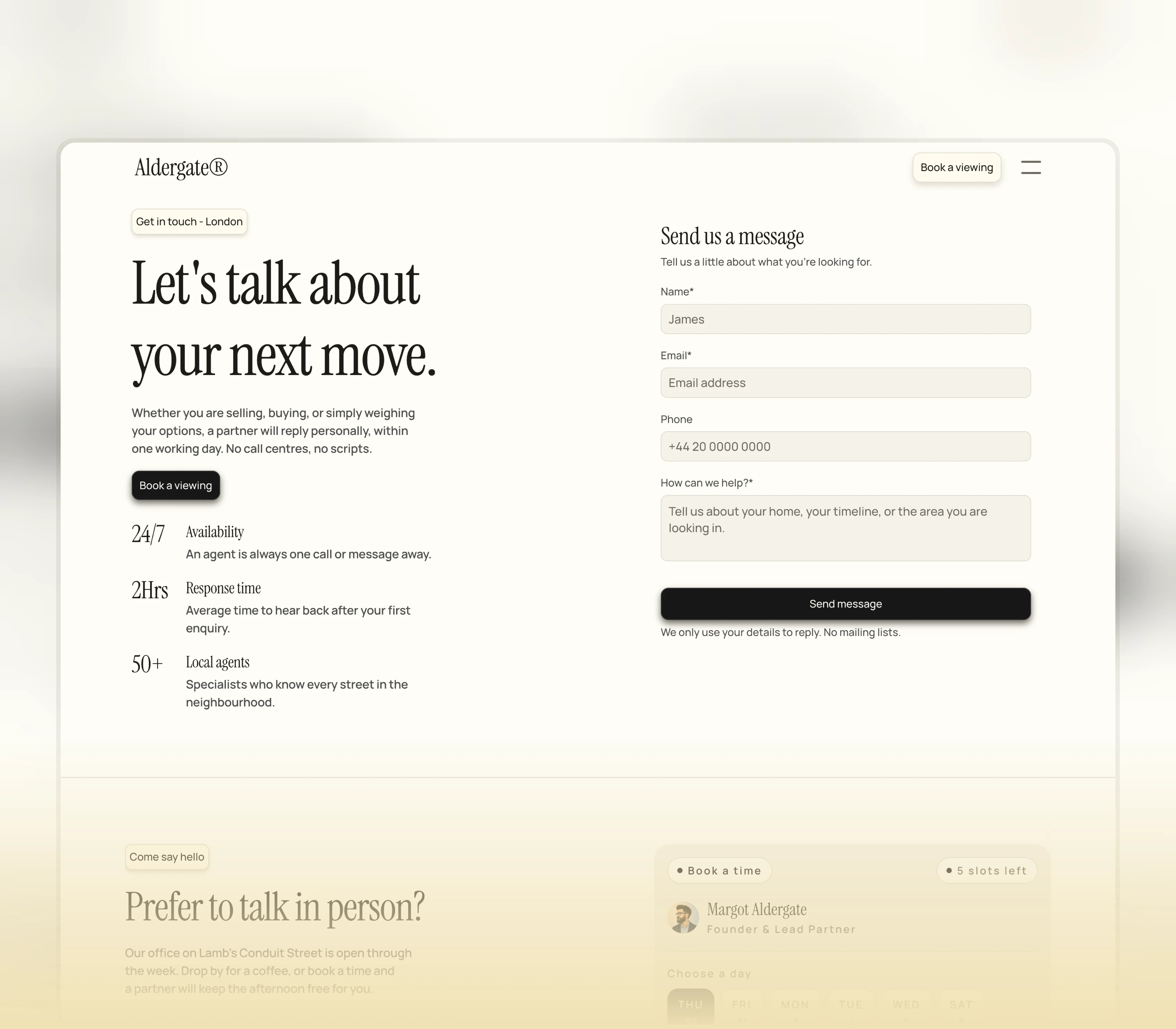 Aldergate template contact page.